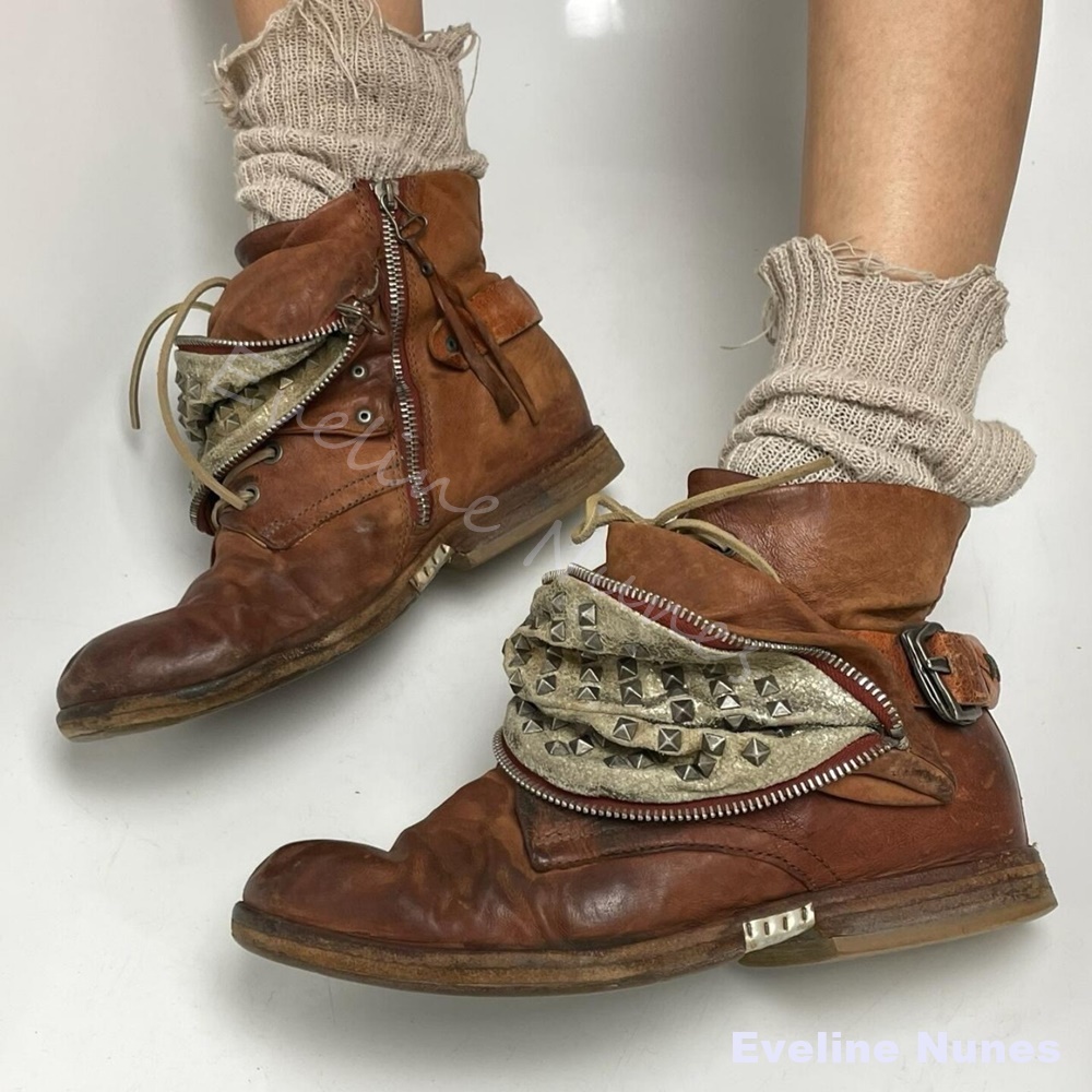 Leatherwork Rivets - Sepatu Bot Pria Kulit Asli Model