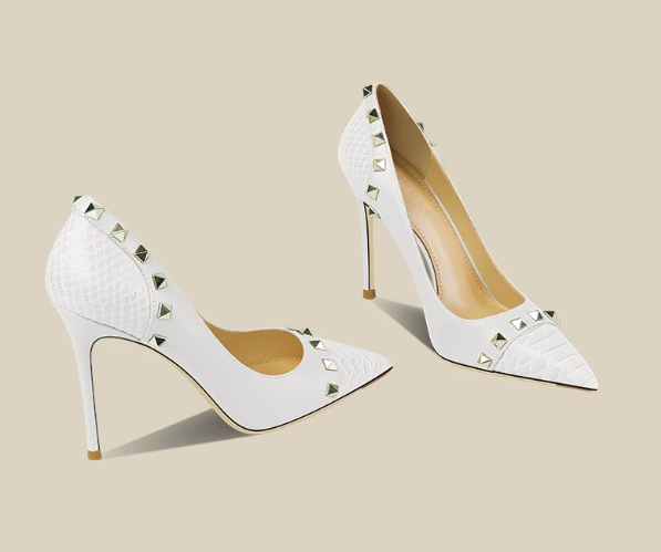Leatherwork Free Patterns - Sepatu hak tinggi putih yang modis