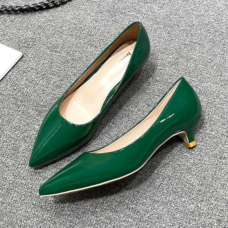 Leather Work Japan - Sepatu hak tinggi kecil rendah wanita