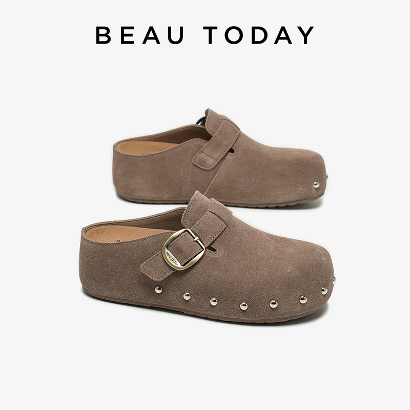 Leatherwork Rivets - BEAUTODAY Sepatu Kasual Wanita Kulit Suede