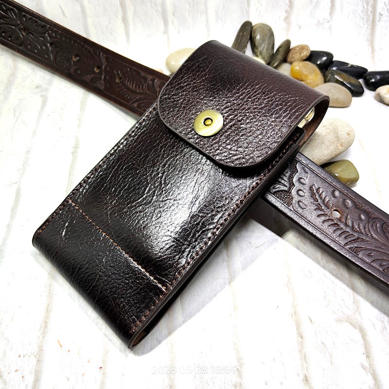Leatherwork Fasteners - Tas Pinggang ponsel kulit asli, dompet