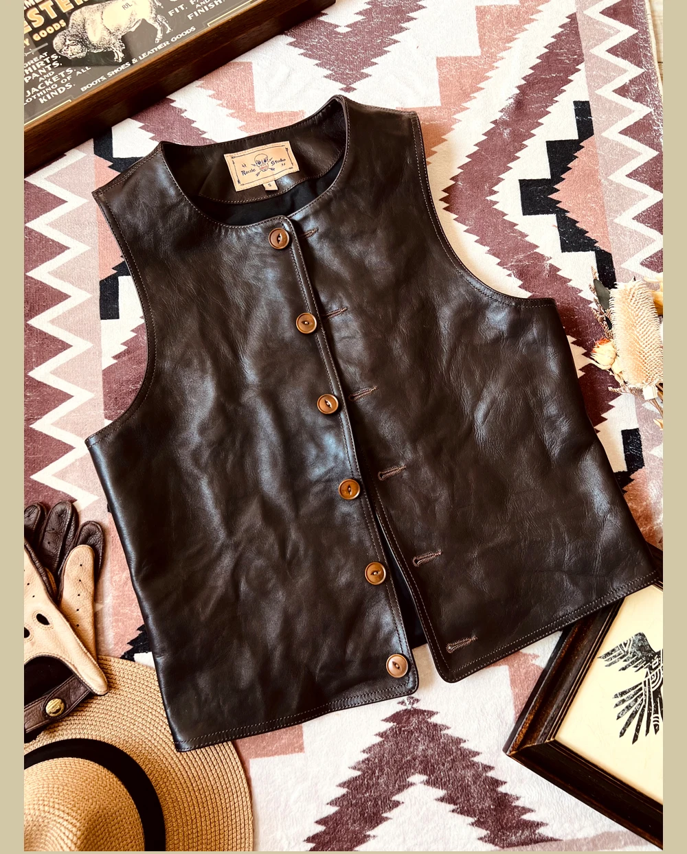 Leather Work Vest For Men - YR! Gratis pengiriman. Japan Vintage Kulit