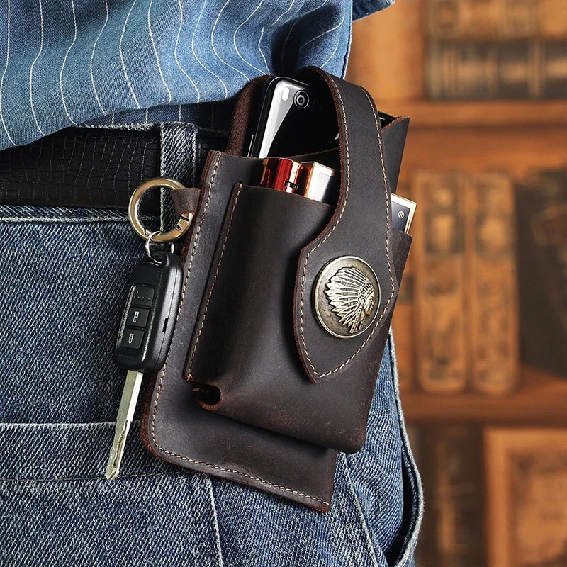 Leatherwork Fasteners - Tas pinggang kulit asli untuk pria,
