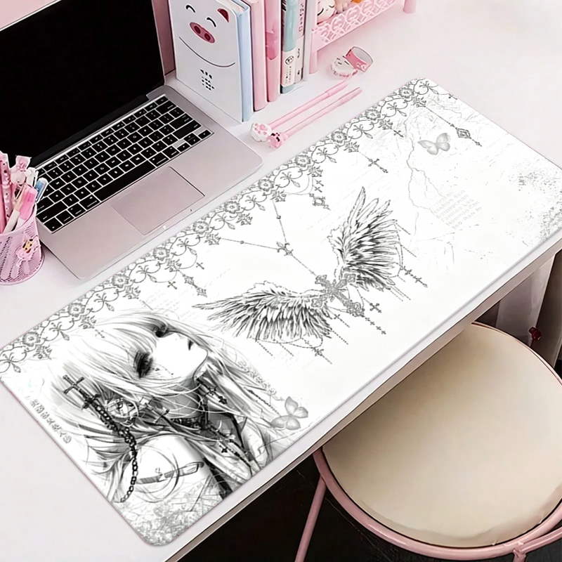 Leatherwork Table - Alas Mouse Kulit Hitam Putih Estetika