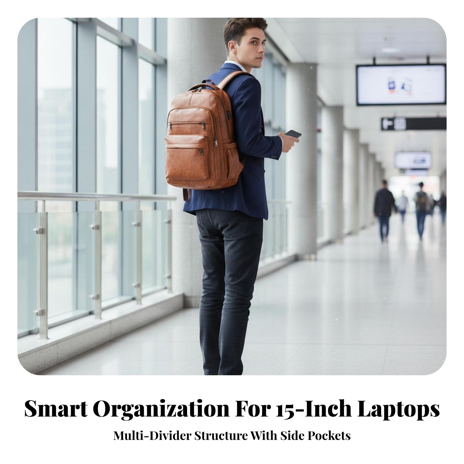 Leather Work Rucksack - Ransel Pria Tahan Air dengan Kompartemen