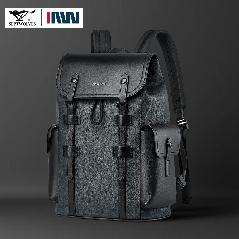 Leather Work Rucksack - Septwolves Ransel Kulit Cetak Bisnis Kualitas