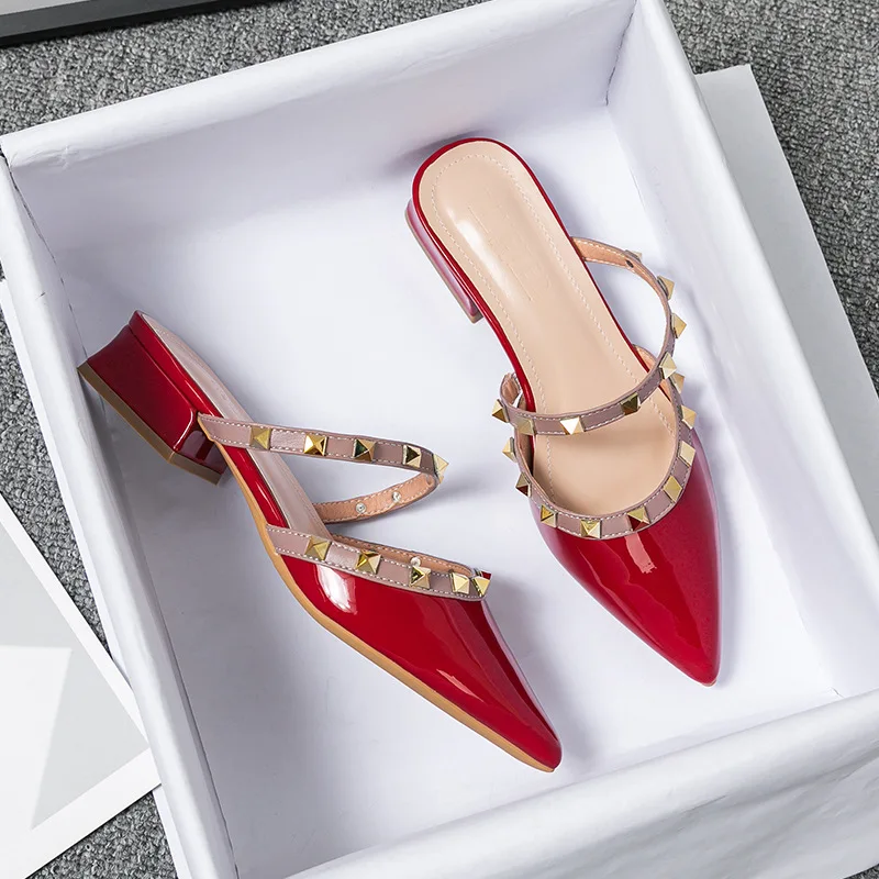Leatherwork Rivets - Sandal Setengah Runcing Musim Panas 2026