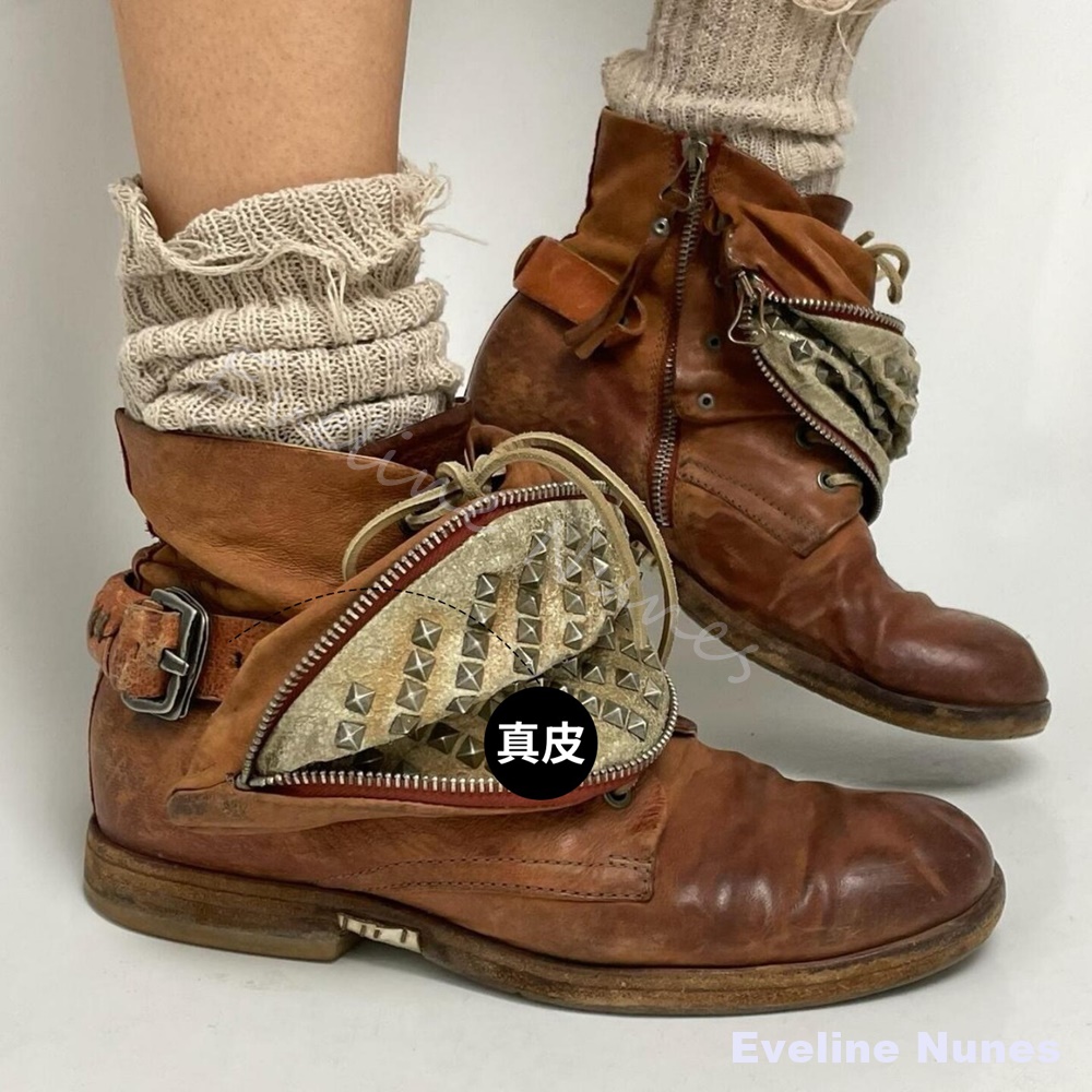 Sepatu Bot Pria Kulit Asli Mod - Leatherwork Rivets ulasan dan harga