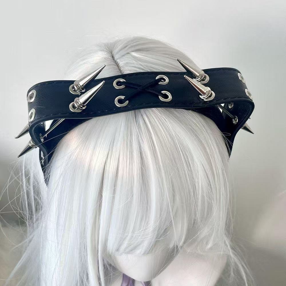Headband Punk Harajuku dengan  - Leatherwork Rivets ulasan dan harga