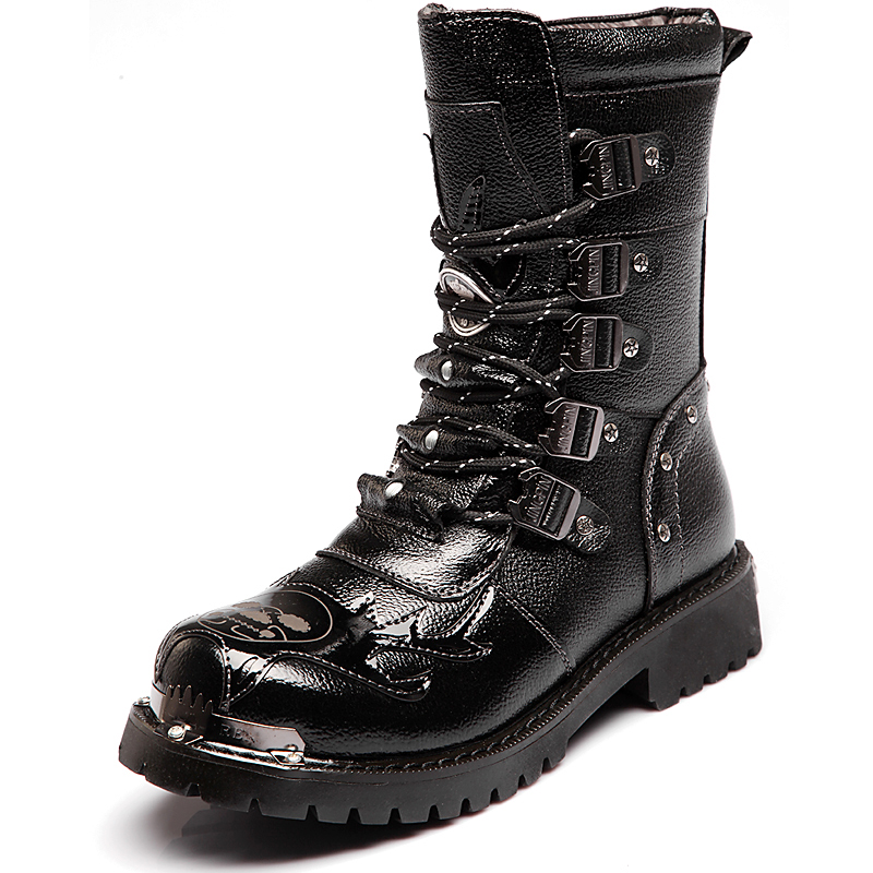 Sepatu Bot Tempur Pria Sepatu  - Leatherwork Rivets ulasan dan harga
