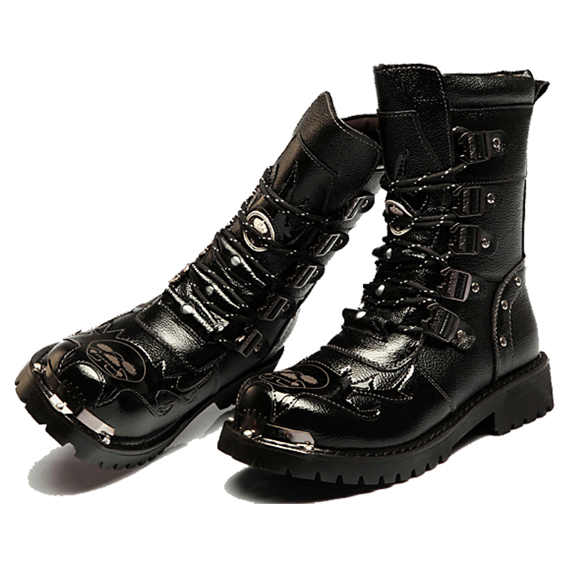 Sepatu Bot Tempur Pria Sepatu  - Leatherwork Rivets ulasan dan harga