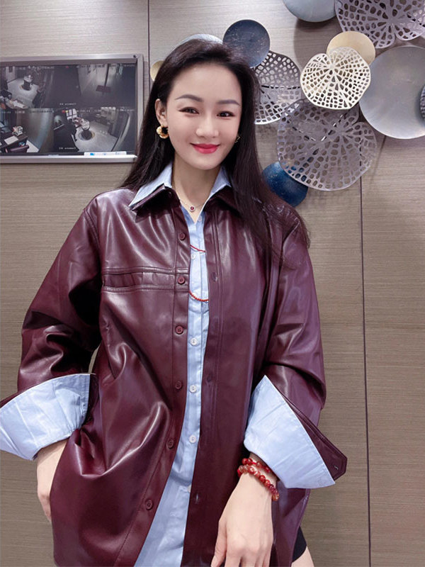 Jaket Kulit PU Warna Ungu Angg - Leather Work Jacket ulasan dan harga