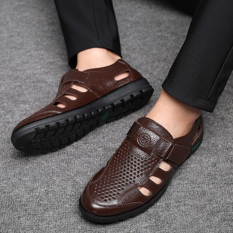 Sandal Kulit Pria Sandal Musim - Leather Work Outfit ulasan dan harga